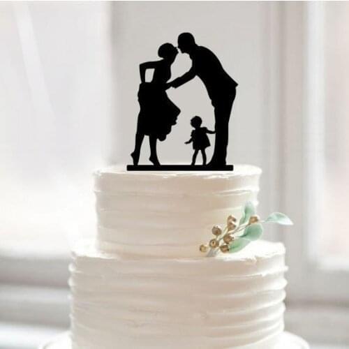 Family Kissing with Baby Wedding Cake Topper Acrylic Material Wedding Decoration Cake Topper Cake Stand Cake Top Decoration