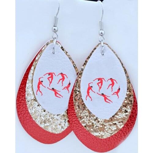 Faux LeatherEarrings Matisse The Dance Print Earrings Three Layers Stock