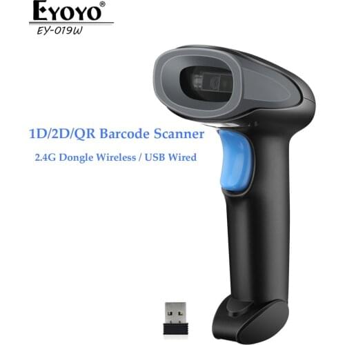 Eyoyo Wireless 1D 2D QR Barcode scanner 2.4G Dongle Wireless USB Wired DataMatrix PDF417 Maxicode Reader Screen Scan for store