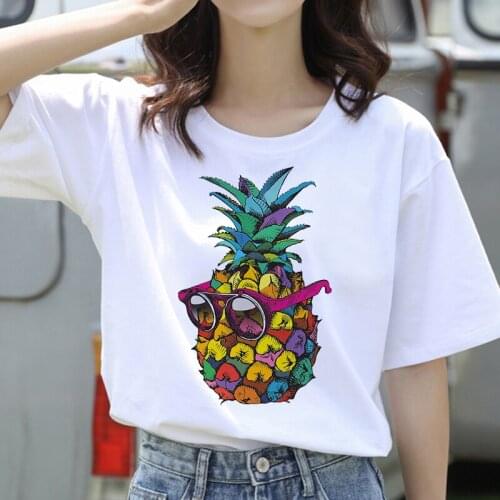 Womens T-shirt Pineapple Fruit Clothing Printed T-shirt Fashion Womens Top Graphic T-shirt Harajuku T-shirt