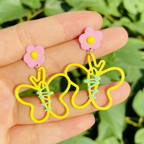 Lost Lady Fashion Korean Hollow Butterfly Dangle Earrings Simple Cute Alloy Earrings for Women Jewelry Party Accessories