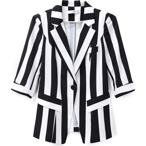 2020 Fashion Striped Lady Suit Jacket Korean Temperament Spring Summer Slim Short Blazers Suit Jackets for Women Outerwear b298