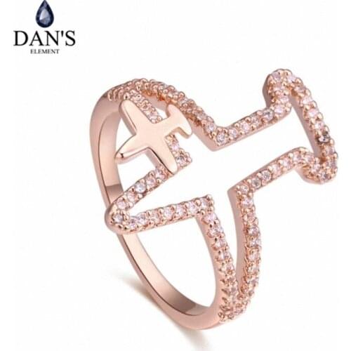 DANS Element Brand Real AAA Zirconia Micro Inlays Rose Gold Color Ring Party For Women Valentine Gift 129834