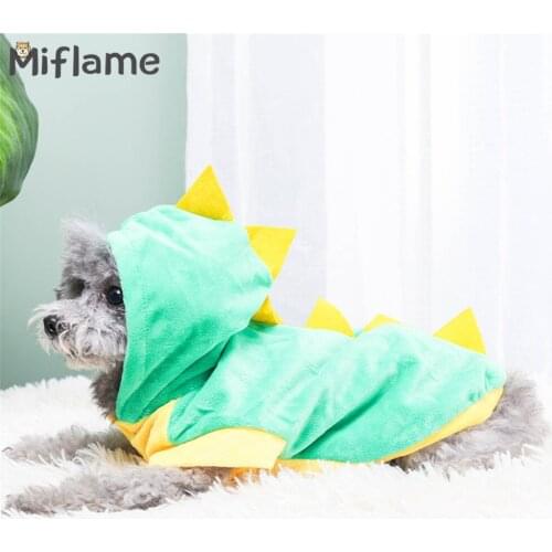 Miflame Winter Warm Small Dogs Clothes Dinosaur Cosplay Costume For Pets Cats Jacket Coat Schnauzer Spitz Cartoon Puppy Sweater
