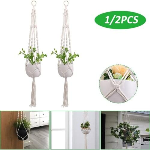 1/2 PCS Bohemian Lace Hanging Basket Decoration Cotton Rope Flower Pot Plant Stand Indoor And Outdoor Ceiling Balcony Decoration
