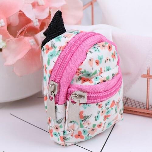 1PC New Hot Children Gifts bags 1:6 1:12 Doll Miniature Flower Backpack Schoolbag Accessories for Toys Cute