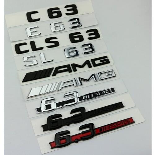1Pcs A45 C63 C63S E63 E63S GLS63 CLA45 GLE43 AMG V8BITURBO Car Rear Trunk Lid Emblem Sticker Badge For 2017-21 Benz