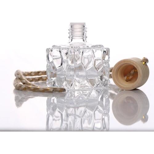 10ml Car Square Hanging Empty Glass Perfume Bottles Pendant Car Ornament 1Pc