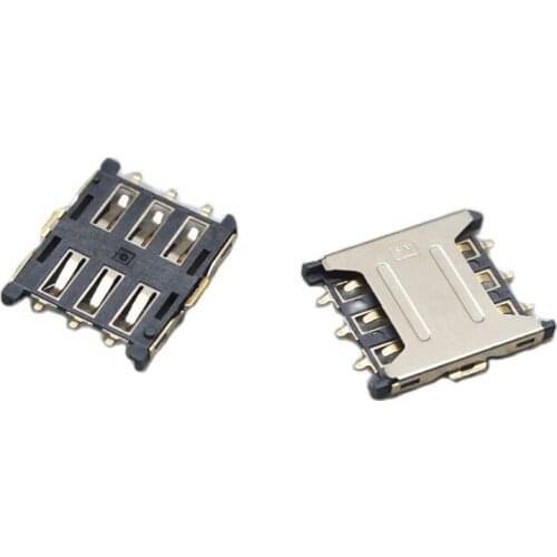 10PCS Nano-SIM card holder Plug Type 6PIN mini sim card socket nano sim card connector ROHS Free shipping