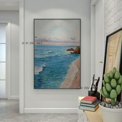 100% Handmade Abstract Oil Painting Contemporary Seascape Wall Art On Canvas Modern For Living Room Bedroom