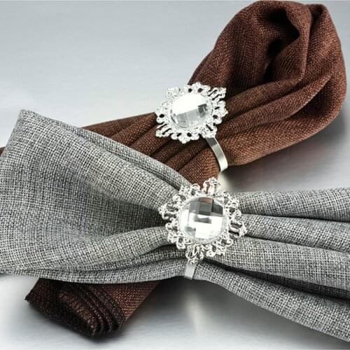 12PCS Diamond Napkin Ring For Table Kitchen Serviette Holder Party Dinner Decor Banquet Wedding P0W6