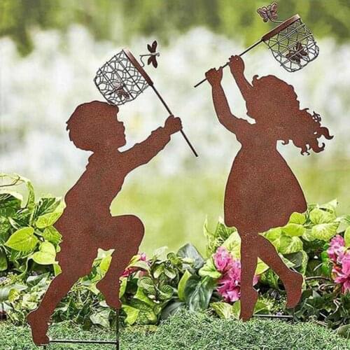 2021 Silhouette Decor Exquisite Visual Effect Iron Boy Shape Vivid Silhouette Sign Wear-resistant Realistic Portable for Garden