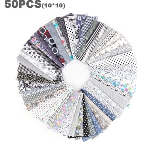 50 PCS Cotton Craft Fabric Cloth Quilting Sewing Supplies 100% Cotton Bundle Squares Patchwork for Manual DIY Sewing Crafts