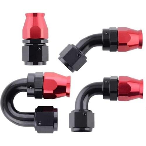 AN10 45/90/180 Degree Aluminum Swivel Straight Fitting Adapter PTFE Reusable Hose End Fitting For Oil Fuel Hose Line