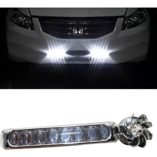 Wind Powered 8 LED Car Light External DRL Running Lights Headlight Fog Light Lamp Auto Daylight Wind Energy Without Wiring New