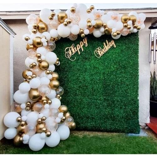 White Gold Balloons Garland Arch Kit Chorme Gold Metal Polka Dot Latex Balloons Wedding Birthday Baby Shower Party Decorations
