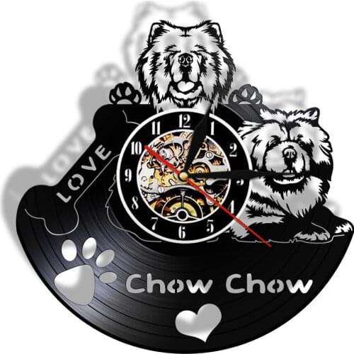 Chow Chow Fall in Love Vinyl Record Wall Clock Modern Design LED Wall Clock Battery Operated Dog Breed Gifts For Dog Owner