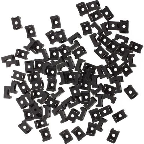 Black 9mm Cable Tie Mount Saddle Type Plastic Wire Bundle Holder 100Pcs