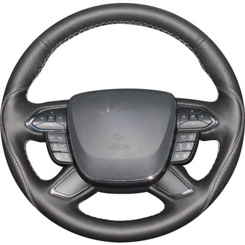 DIY Customize Braiding Black Natural Leather Car Steering Wheel Cover For Ford Taurus 2016 2017