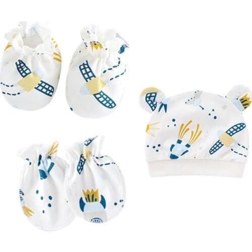 Good Quality Baby Anti Scratching Soft Cotton Gloves Foot Cover Hat Set Comfy Mittens Socks Cap Kit Toddler Newborn Accessories