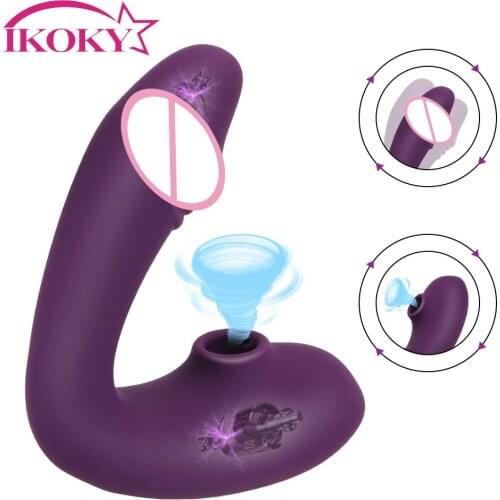 IKOKY Nipple Sucker Dildo Vibrating G Spot Vibrator Usb Vibrator Clit Sucker Stimulator Sex Toys for Couple Female Vagina
