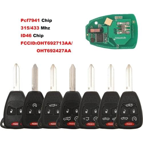 Jingyuqin Car Remote Key Fob pcf7961/ID46 Chip OHT692427AA For Chrysler 200/300/300c PT Cruiser Sebring for Dodge RAM For JEEP