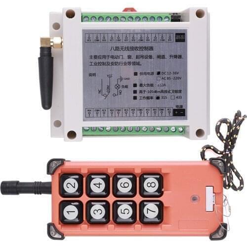 Kebidu Industrial DC12V-36V 8CH Wireless Remote Control LED Light Switch Relay Output Radio RF Transmitter 433 MHz Receiver