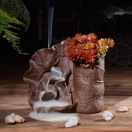 Creative home ceramic crafts retro incense burner aromatherapy stove craft gift buddhism decoration backflow incense burner