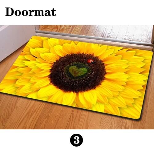 Fashion Bedroom Floor Mats Slip-resistant Entrance Doormate Pad Sunflower Cute Cat Print Horse Kitchen Carpet For Living Room