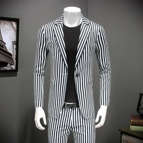 Striped Mens Slim Fit Vintage Suit Jacket Men Stylish Blazer Chaquetas Hombre De Vestir Plus Size4xl