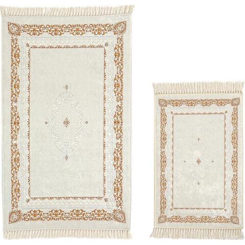 2021 New Season Leather-Based Stylish Bathroom Accessories Rectangle Bath Mat Set 2 Pieces 60x100 - 50x50 Cm Saltanat