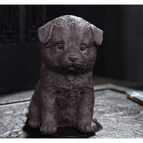 Very Cute expression redware ceramic dog small sculpture Fun puppy ceramic home decor
