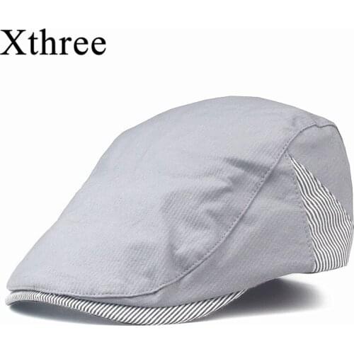 Xthree Solid Beret Cap cotton Summer Hats for Women Men Visors Sunhat Gorras Planas Flat Caps Adjustable Berets