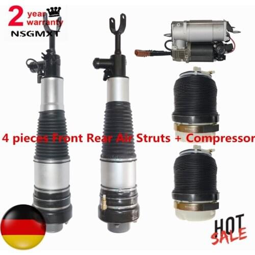 AP01 4 pieces Front Rear Air Struts + Compressor For Audi A6 S6 C6 /4F 4F0616005 4F0616039AA 4F0616001J
