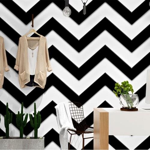 Luxury 3D Black white stripes Wallpaper Flocking Non-woven Wallpaper Roll Living Room bedroom TV Backgroud mural Wall Paper Roll