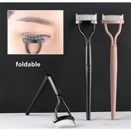 Eyelash Curler Beauty Makeup Lash Separator Foldable Metal Eyelash Brush Comb Mascara Curl Beauty Makeup Cosmetic Tool