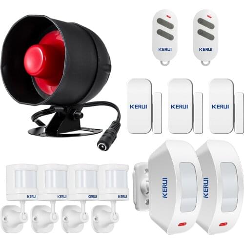 KERUI Siren Alarm System Installation Simple Infrared Sensor Connection Remote Control Home Security Protection Set