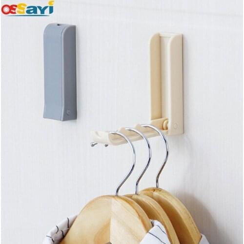 Foldable Door Hooks Self-adhesive Clothes Bags umbrella Hangers Wall Wardrobe Bathroom Sapce Saving Organizer Holder Hooks