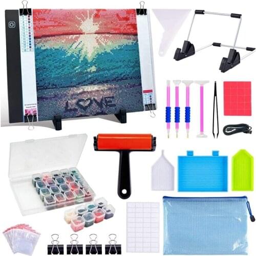 A4 LED Light Pad Diamond Painting Accessories Kits For Adults Diamond Art Light Board With Diamond Painting Tools