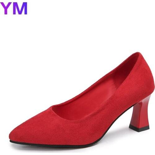 2020 New Women Pumps Red High Heels 7.5cm Lady Patent Leather Thick with Spring Autumn Pointed Single Shoes Female Sandals 35-44