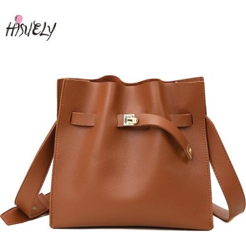 2021 Vintage Large Bucket Bag High Quality PU Leather Womens Designer Handbag High Capacity Fashion Shoulder Messenger Bag