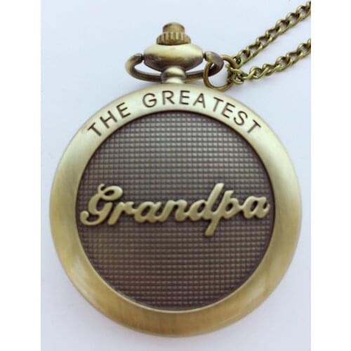 Vintage DAD grandpa Bronze antiques Modern clock Roman numerals pocket watches and FOB chain watches gift