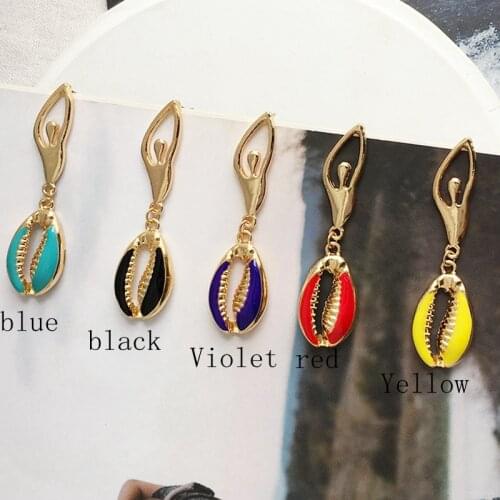 YDGY Autumn and Winter New Ballet Girl Long Earrings Exaggerate Personality Color Shell Earrings