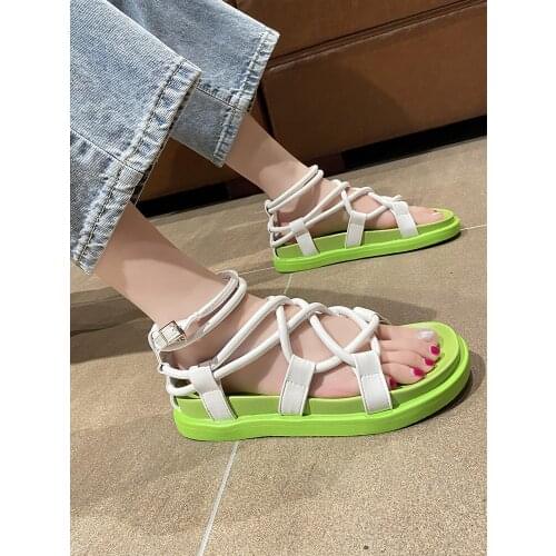 Large Size 35-40 Ladies Sandals Summer New Fashion All-Match Flat Casual Roman Sandals