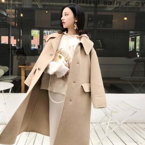 New Winter Coat Women Oversize Fashion Cashmere Wool Outerwear Female Long Thickening Warm Woolen Overcoat Womens Trench Coats