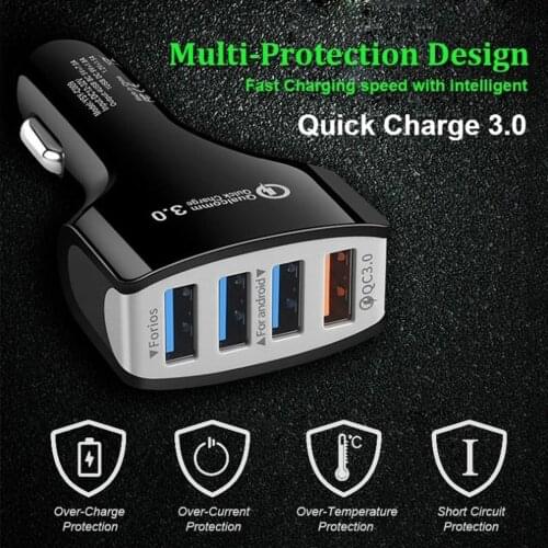 1PC QC3.0 Multifunctional 4-Port USB Quick Charger 4 USB Smart Fast Charging Car Charger Adapter Multi-Protection