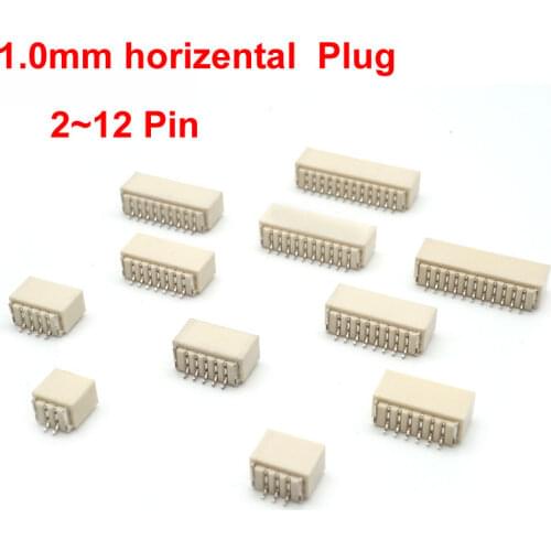 10pcs SH 1.0mm Horizontal Connector SMD Socket 1.0mm Plug SH Pitch Pin Header 2p 3p 4p 6p 7Pin 14p