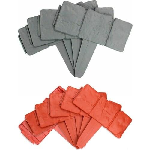 10Pcs Grey Garden Fence Edging Cobbled Stone Effect Plastic Lawn Edging Plant Border Folding Decorations Flower Bed Border