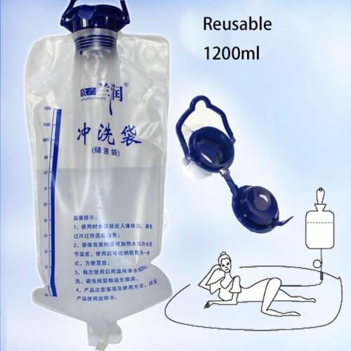 1200ml Reusable Enema Anal Bag Kit Silicone Cleansing Enteroclysm Detoxified Bowel Bags Enema Irrigator Douche Bag