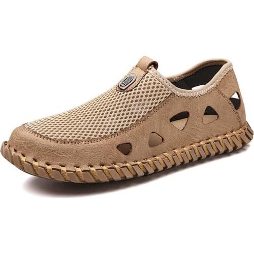 2021 New Mens Casual Shoes Fashion Comfortable Mens Shoes High Quality Mesh Men Summer Shoes Handmade Flat Shoes Size 38-46